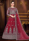 Red Colour viana vol 5 Designer Heavy Festive Wear Butterfly Net With Embroidery Work Gown With Dupatta Collection Viana 27